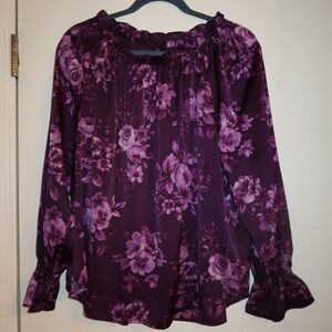Talbots Purple Floral Blouse